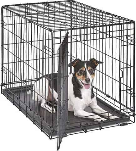 Image depicting how to crate train a dog with this type of crate.